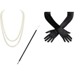 إكسسوارات زي زعنفة العشرينات من العشرينات، مزين باللؤلؤ والكريستال الفيكتوري زهرة الزفاف متعدد الطبقات قلادة أقراط مجموعة سوار للنساء للحفلات مجوهرات الحفلات 20s هدية in Kuwait