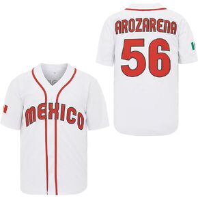 زي البيسبول الرياضي الرجالي رقم 56 Arozarena Mexico جيرسي من Kaleid بأكمام قصيرة وأزرار سفلية in Kuwait