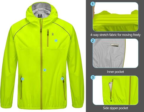 Little Donkey Andy Men's Cycling Stretch Rain Jacket with Hood, Windproof and Waterproof, Ultralight Windbreaker,Packable in Saudi Arabia