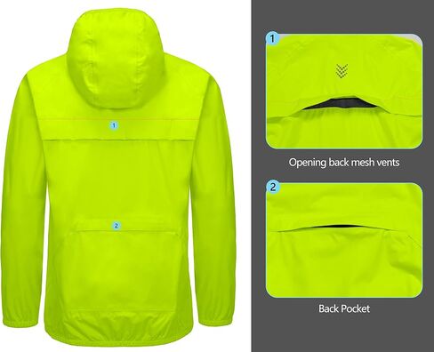 Little Donkey Andy Men's Cycling Stretch Rain Jacket with Hood, Windproof and Waterproof, Ultralight Windbreaker,Packable in Saudi Arabia