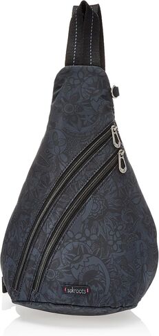 Sakroots Women's On The Go Sling Backpack in Nylon Eco Twill, Black Spirit Desert 2 in Saudi Arabia