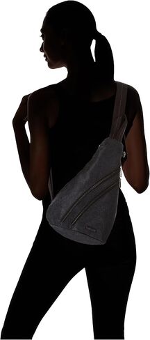 Sakroots Women's On The Go Sling Backpack in Nylon Eco Twill, Black Spirit Desert 2 in Saudi Arabia