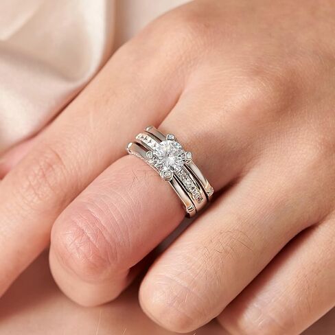 Blongme Wedding Engagement Rings Set for Women 925 Sterling Silver Round CZ Anniversary Band Promise Bridal Size 5-12 in Kuwait