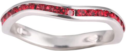 Muses Art Design Birthstone Eternity Band Ring Wave Style (Channel Set/Full Round), Stackable Fashion Ring with Crystal Birthstone in Saudi Arabia