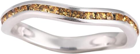 Muses Art Design Birthstone Eternity Band Ring Wave Style (Channel Set/Full Round), Stackable Fashion Ring with Crystal Birthstone in Saudi Arabia