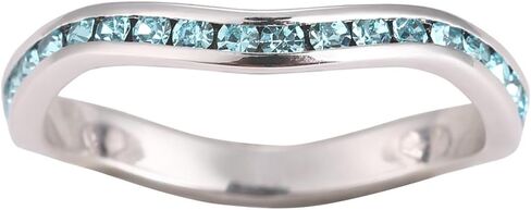 Muses Art Design Birthstone Eternity Band Ring Wave Style (Channel Set/Full Round), Stackable Fashion Ring with Crystal Birthstone in Saudi Arabia