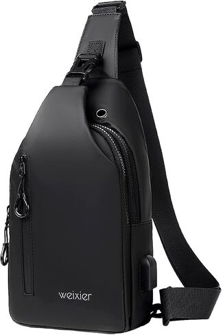Hjkiopc Waterproof Sling Bags Mens Shoulder Crossbody Backpack with USB Charging Port& Headphone,Outdoor Lightweight Bag in Saudi Arabia