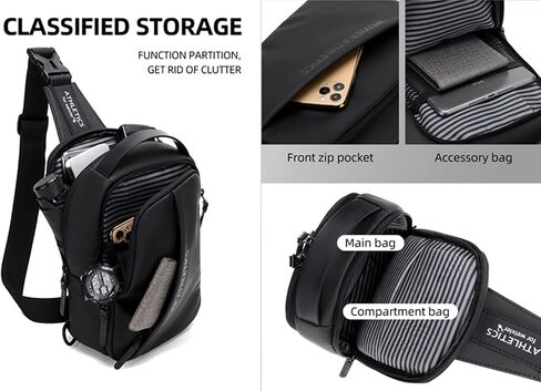 Hjkiopc Waterproof Sling Bags Mens Shoulder Crossbody Backpack with USB Charging Port& Headphone,Outdoor Lightweight Bag in Saudi Arabia