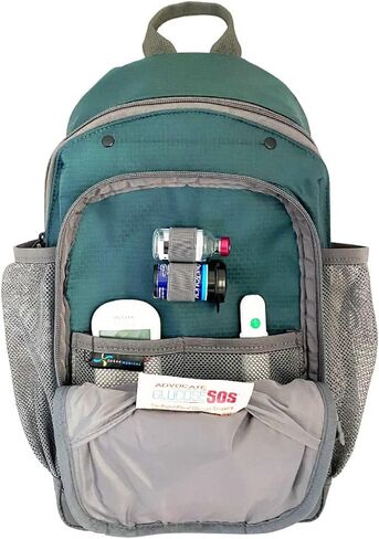 شوغر ميديكال - حقيبة ظهر معزولة للسفر لمرضى السكري - جيوب متعددة معزولة بالكامل، حقيبة ظهر مع حلقات مرنة للإمدادات الطبية لمرضى السكري والأدوية واختبار الجلوكوز والجلوكاجون (رمادي ضبابي) in Kuwait