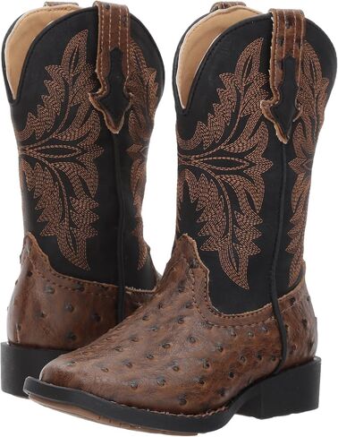 ROPER Infant Boys Cowbaby Daniel Embroidery Round Toe Casual Boots Mid Calf - Black, Brown in Kuwait