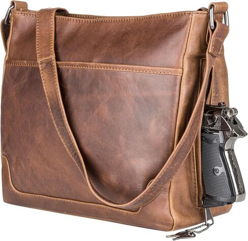 Lady Conceal Locking Concealed Carry Lydia Leather Crossbody with Universal Holster for Medium to Large Frame Handgun in Saudi Arabia