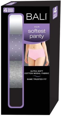 Bali Women 4-Pack Cotton Modal Ultra Soft Brief Panty Black L in Saudi Arabia