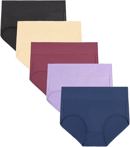 ملابس داخلية نسائية من القطن عالية الخصر من COSOMALL، سراويل داخلية كاملة ناعمة للسيدات، عبوات متعددة in Kuwait