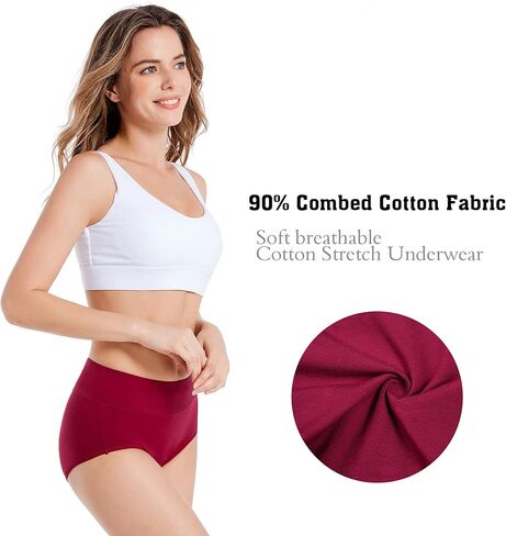 ملابس داخلية نسائية من القطن عالية الخصر من COSOMALL، سراويل داخلية كاملة ناعمة للسيدات، عبوات متعددة in Kuwait