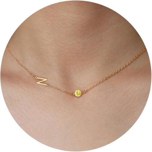 Easter Basket Stuffers, Mothers Day Gifts for Mom Daughter Birthstone Rings for Women Birthday Gifts for Teen Initial Necklace Initial A-Z Birthstone Necklace Mom Birthday Gifts Christmas Anniversary Jewelry in Saudi Arabia