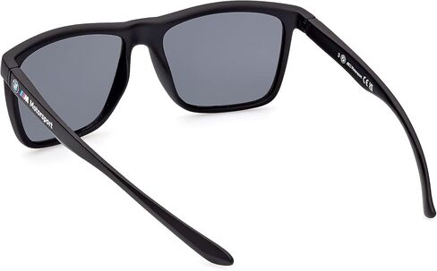 BMW Men's Injected Sun Glasses Polarized Rectangular Sunglasses, Matte Black, 57 in Saudi Arabia