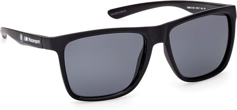 BMW Men's Injected Sun Glasses Polarized Rectangular Sunglasses, Matte Black, 57 in Saudi Arabia