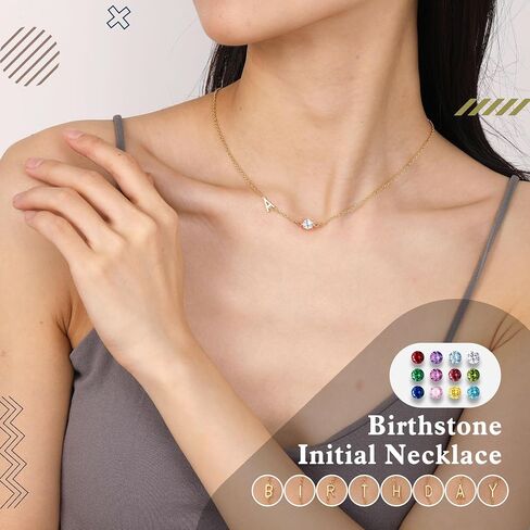 Easter Basket Stuffers, Mothers Day Gifts for Mom Daughter Birthstone Rings for Women Birthday Gifts for Teen Initial Necklace Initial A-Z Birthstone Necklace Mom Birthday Gifts Christmas Anniversary Jewelry in Saudi Arabia