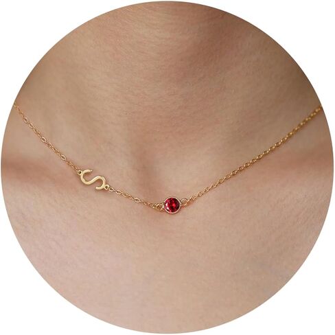 Easter Basket Stuffers, Mothers Day Gifts for Mom Daughter Birthstone Rings for Women Birthday Gifts for Teen Initial Necklace Initial A-Z Birthstone Necklace Mom Birthday Gifts Christmas Anniversary Jewelry in Kuwait
