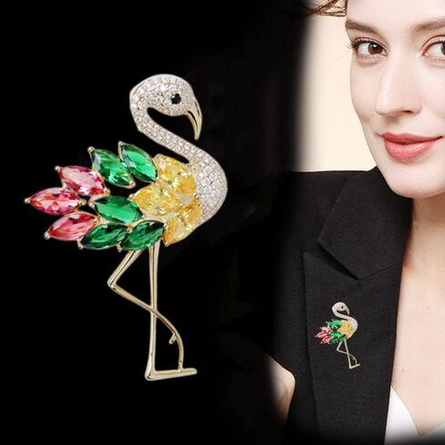 Rhinestone Flamingo Brooch Pin for Women Girls Fashion Crystal Delicate Animal Brooch Lapel Pins Elegant Dress Accessories Jewelry Gift Corsage for Hat Bag Suit Tie Wedding Christmas Birthday in Saudi Arabia