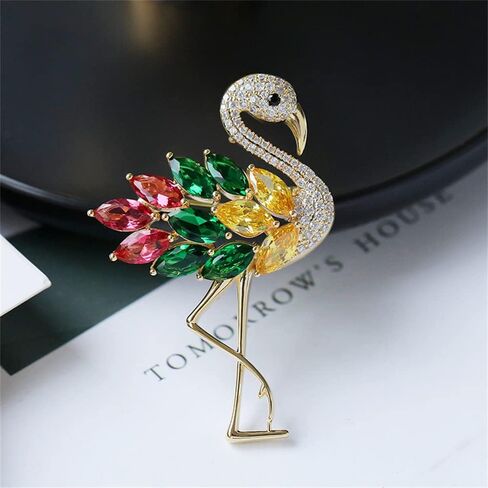 Rhinestone Flamingo Brooch Pin for Women Girls Fashion Crystal Delicate Animal Brooch Lapel Pins Elegant Dress Accessories Jewelry Gift Corsage for Hat Bag Suit Tie Wedding Christmas Birthday in Saudi Arabia