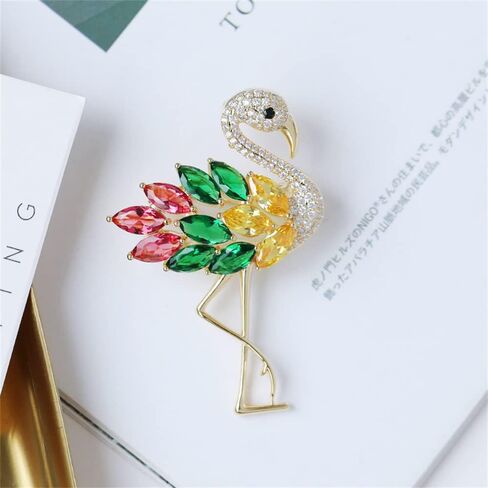 Rhinestone Flamingo Brooch Pin for Women Girls Fashion Crystal Delicate Animal Brooch Lapel Pins Elegant Dress Accessories Jewelry Gift Corsage for Hat Bag Suit Tie Wedding Christmas Birthday in Saudi Arabia