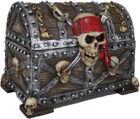 Gifts & Decors Ebros Large Caribbean Pirate Marauder Skull With Criss Cross Blades Treasure Chest Box Jewelry Box Figurine 7.25" Long in Saudi Arabia