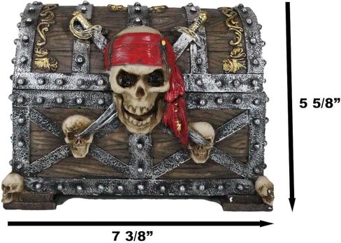 Gifts & Decors Ebros Large Caribbean Pirate Marauder Skull With Criss Cross Blades Treasure Chest Box Jewelry Box Figurine 7.25" Long in Saudi Arabia