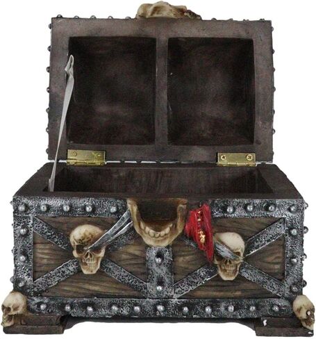 Gifts & Decors Ebros Large Caribbean Pirate Marauder Skull With Criss Cross Blades Treasure Chest Box Jewelry Box Figurine 7.25" Long in Saudi Arabia