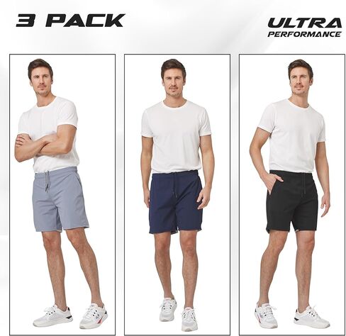 Ultra Performance 3 Pack Super Stretch Workout Gym Shorts for Men, Mens Running Shorts 7 Inch Inseam in Saudi Arabia
