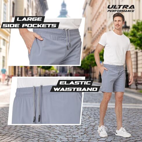 Ultra Performance 3 Pack Super Stretch Workout Gym Shorts for Men, Mens Running Shorts 7 Inch Inseam in Saudi Arabia