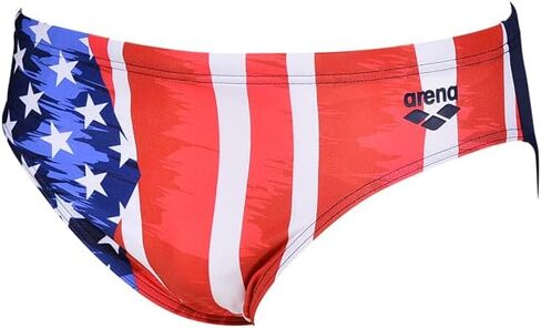 ARENA Men's USA Red, White and Blue 3-inch Brief Athletic Training Swimsuit in Saudi Arabia