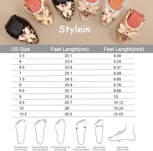 حذاء باليه نسائي مسطح من حجر الراين من Stylein، حذاء راقصة باليه قابل للطي ومريح وسهل الارتداء in Kuwait