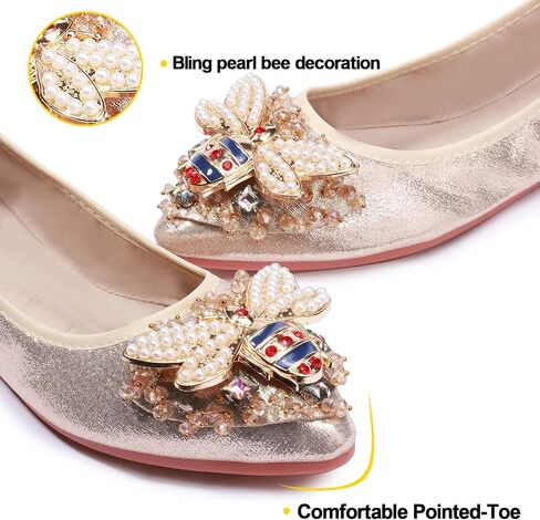 حذاء باليه نسائي مسطح من حجر الراين من Stylein، حذاء راقصة باليه قابل للطي ومريح وسهل الارتداء in Kuwait