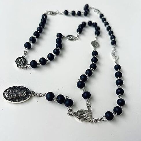 Rosary Beads Catholic Necklace for Women Catholic Cross Necklace for Men Wooden Rosary Beads Necklace Seven Sorrows Rosary Necklace Miraculous Medal Necklace Goth Jewelry Gift for Women in Saudi Arabia