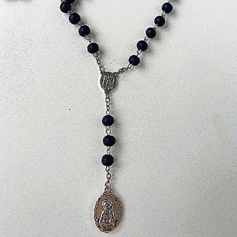 Rosary Beads Catholic Necklace for Women Catholic Cross Necklace for Men Wooden Rosary Beads Necklace Seven Sorrows Rosary Necklace Miraculous Medal Necklace Goth Jewelry Gift for Women in Saudi Arabia