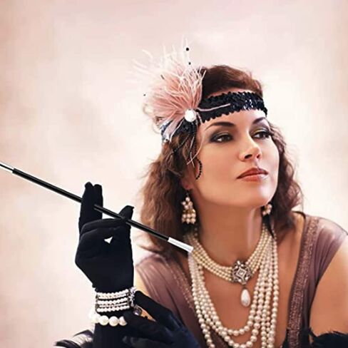 إكسسوارات زي زعنفة العشرينات من العشرينات، مزين باللؤلؤ والكريستال الفيكتوري زهرة الزفاف متعدد الطبقات قلادة أقراط مجموعة سوار للنساء للحفلات مجوهرات الحفلات 20s هدية in Kuwait