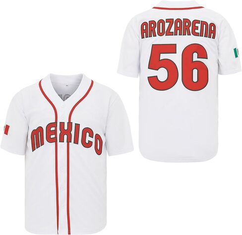 زي البيسبول الرياضي الرجالي رقم 56 Arozarena Mexico جيرسي من Kaleid بأكمام قصيرة وأزرار سفلية in Kuwait