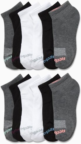 Reebok Women's Athletic Socks - Performance Low Cut Socks (12 Pack), Size 4-10, Grey/White/Black in Saudi Arabia