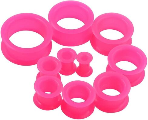 Pair 1-1/8" (28MM) PINK SILICONE EYELET TUNNELS Double Flare Gauges Thin Soft Flexible Flesh Plugs (2pcs) in Saudi Arabia