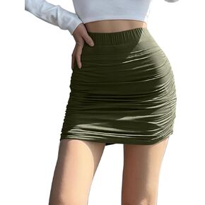 Women's Sexy Skorts High Waist Solid Elasticity Tight Ruched Bodycon Mini Club Double Layer Skirt