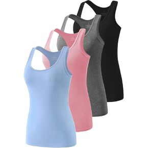 Cosy Pyro Workout Tank Tops for Women Racerback Yoga Tanks Basic Athletic Activewear-4 Packs