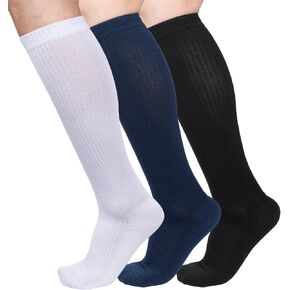 4 أزواج من الجوارب القطنية الضاغطة للرجال والنساء من أثليمو، مقاس 8-15 مم زئبق، جوارب طويلة للركبة 9-11 BLK in Kuwait