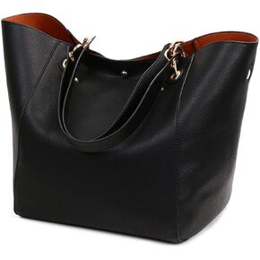 حقيبة يد من Valleycomfy مصنوعة من الجلد وحقائب كتف للنساء مع أشرطة قابلة للفصل وحقائب يد ذات سعة كبيرة، أسود in Kuwait