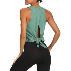 Bestisun Open Back Workout Yoga Shirts Tie Back Yoga Tank Workout Tops for Women in Saudi Arabia