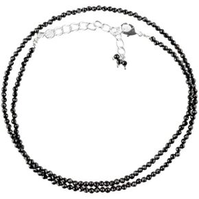 Gempires Genuine Turquoise Beads Choker Necklace for Women, Native American Beaded Necklace, Healing Stone Necklace, 2.4-2.5 mm Faceted Beads With 16 + 2 Inch Adjustable Silver Plated Chain