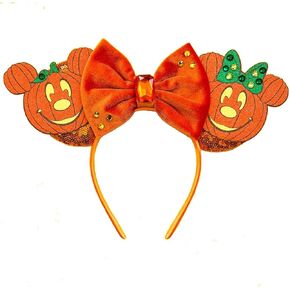 Halloween Mouse Ears Headband Pumpkin Ghost Skull Bat Hairband Sequin Bow Hair Hoop Headpiece for Party Favors in Kuwait