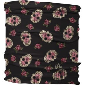 Karma Sugar Skull Headband for Women - Medium - Fabric Headband and Stretchy Hair Scarf - Black in Saudi Arabia
