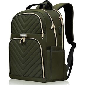Travel Laptop Backpack, School Backpack for Teens, 15.6 Inch Quilted Work Backpack Purse with USB Charging Port, Large Anti-theft Bookbags for Student Teacher, Casual Daypacks for Women Men,Black