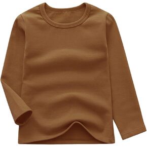 GLEAMING GRAIN Toddler Boys Girls Long Sleeve T-Shirts Unisex Kids Cotton Basic Round Neck Top Tee 2-8T